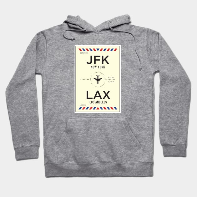 JFK to LAX Airport / New York to Los Angeles Hoodie by Poptastic